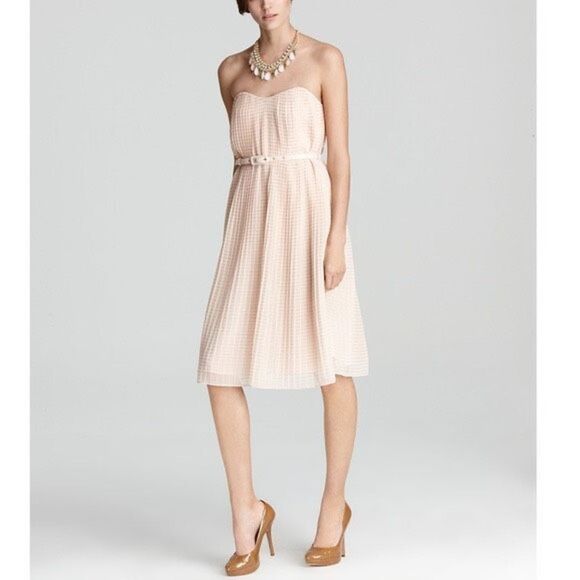 NWT French Connection Shelby Womens Pleated Belted Summer Dress Pale Pink Size 2 - Picture 1 of 12